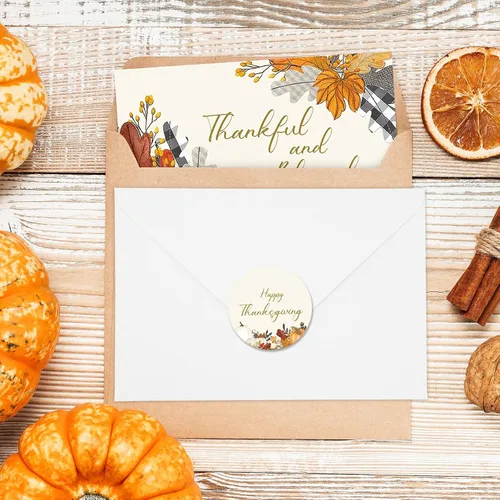 Vista 4 de AnyDesign Paquete de 36 tarjetas de felicitación de Acción de Gracias, tarjetas de felicitación de otoño a cuadros en blanco y negro con sobre