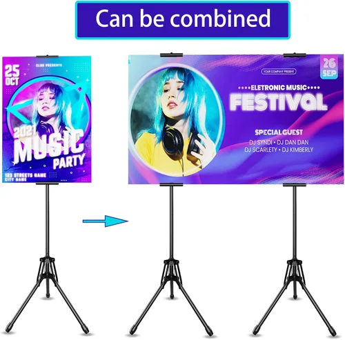 Vista 7 de Soportes de póster para pantalla doble, altura ajustable de hasta 80 pulgadas