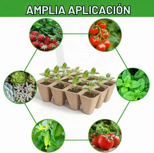 Vista 3 de Kit de iniciación de semillas de turba de 12 celdas espesadas de 240 células, 20 bandejas + herramientas de trasplante y etiquetas de plantas, tazas