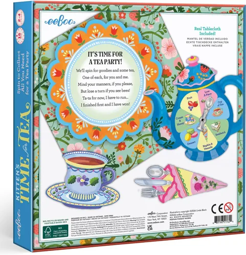 Vista 2 de eeBoo Kitten's Time for Tea Spinner Game, Story Building, 2-4 jugadores