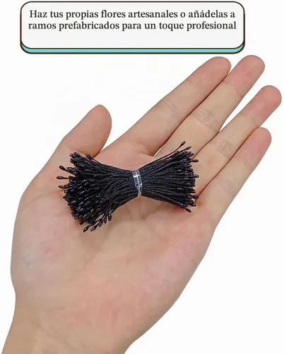 Vista 4 de HAHIYO 1000 piezas de 0.039 in negro perla doble cabeza flor Pistilo para hacer flores, decoración de álbumes de recortes, mini hecho a mano