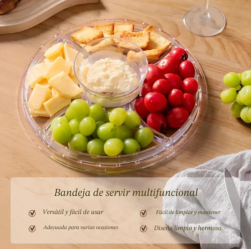 Vista 4 de HABIBEE 6-in-1 Soporte multifuncional de acrílico con cúpula para servir pasteles, 12 pulgadas