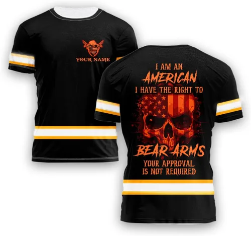 Vista 27 de Maddly Polo de alta visibilidad con diseño de calavera y bandera de Estados Unidos, ropa de trabajo patriótica con nombre personalizado