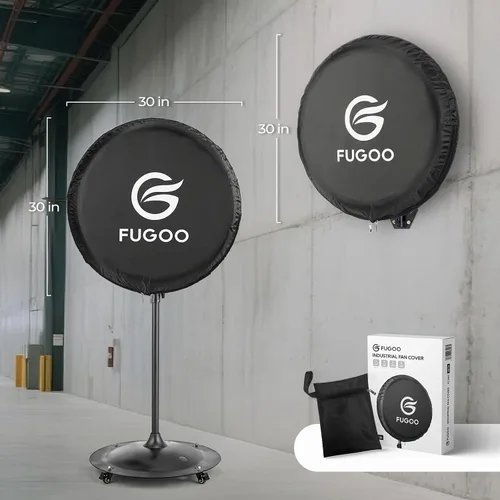 Vista 3 de Cubierta de ventilador de exterior impermeable resistente para ventiladores de pedestal y montaje en pared de 30 pulgadas, color negro