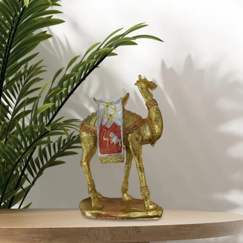 Vista 2 de Gazechimp Figura de camello con estatua de animal, escultura de camello, adorno de mesa para sala de estar, centro de mesa, dormitorio, estantería