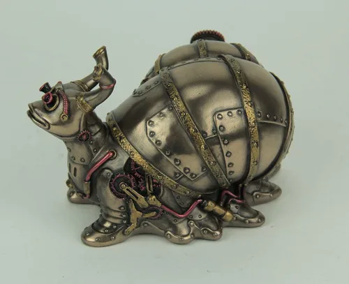 Vista 2 de Veronese Design Caja de baratijas de caracol Steampunk Land altamente detallada