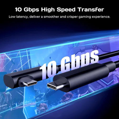 Vista 5 de Gamulus Cable de enlace de 16 pies para Oculus Quest 2 con puerto de carga adicional carga rápida y transferencia de datos de alta velocidad de 10