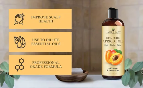 Vista 4 de Handcraft Blends Aceite de Hueso de Albaricoque - Prensado en Frío 8 Fl Oz - 100% Puro y Natural - Aceite Portador de Grado Premium para Piel