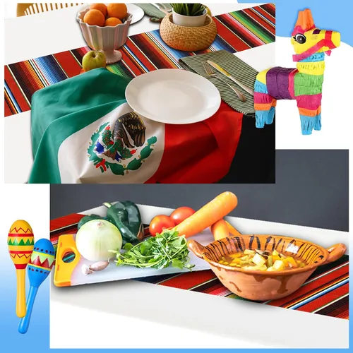 Vista 6 de Hosuly - Mantel para fiesta mexicana, 6 unidades, fondo blanco