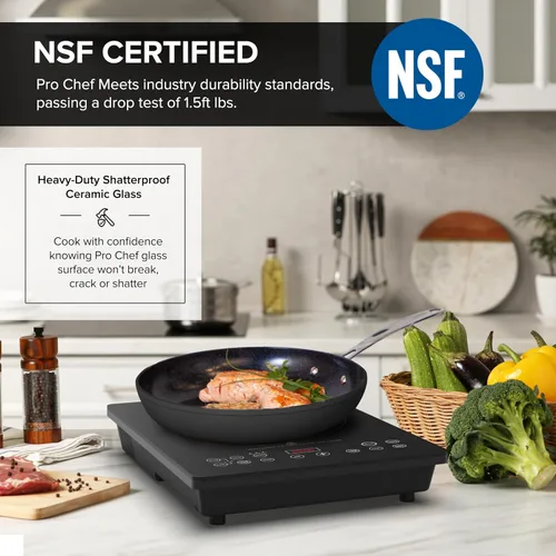 Vista 3 de Nuwave Placa de Inducción Portátil, Quemador Eléctrico Individual Certificado por NSF, 94 Rangos de Temperatura Precisos, Bobina de Calentamiento