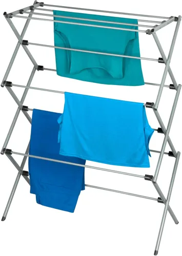 Vista 4 de Honey-Can-Do Estante de secado de ropa plegable de metal, 50 libras, 29 x 14.2 x 42.1 pulgadas, blanco y gris