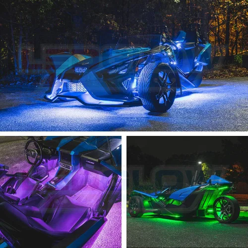 Vista 4 de LEDGlow Kit de iluminación LED de neón de 32 piezas Bluetooth avanzado de millones de colores, compatible con Polaris Slingshot, aplicación