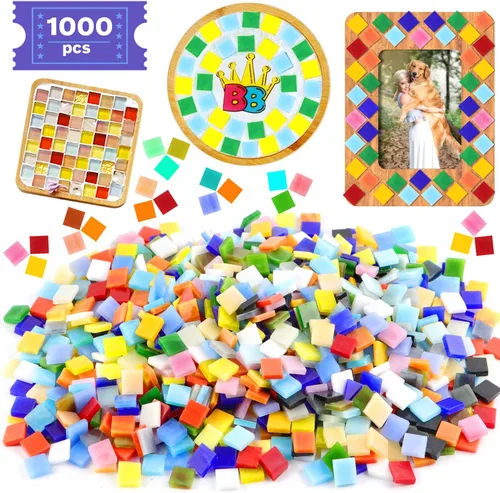 Vista 9 de 1100 Piezas de Azulejos de Mosaico, Azulejos de Mosaico de Vidrio para Manualidades al Por Mayor, Piezas de Vidrio de Mosaico Teñido, Suministros