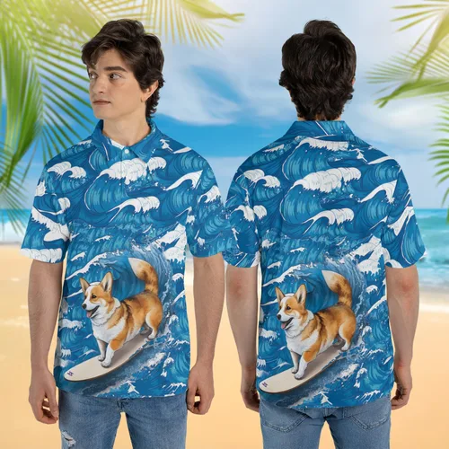 Vista 3 de Corgi Polo para hombres y mujeres Camisas polo de manga corta con impresión 3D para amantes de las mascotas, divertido polo de golf Dry Fit Set 3