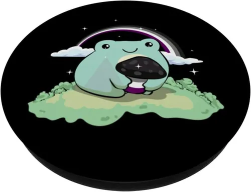 Vista 2 de Bandera del orgullo asexual As lindo rana hongos sutil LGBTQ PopSockets intercambiables PopGrip