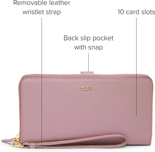 Vista 4 de TUMI - Cartera de viaje de piel Belden para mujer - Cartera para tarjeta y pasaporte, Rosado Perla, Cartera de viaje Belden
