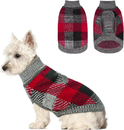 Vista 13 de BEAUTYZOO Suéter para Perro Pequeño Hembra Macho, Suéter Pullover de Cuello Alto de Forro Polar para Perro, Suéter de Punto Suave Cálido y Lindo