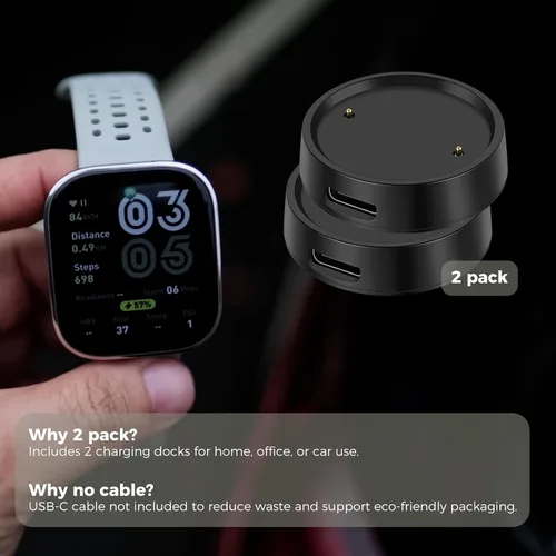 Vista 5 de Base de carga magnética USB-C para Amazfit Bip 6 / Active 2 (redonda y cuadrada), paquete de 2