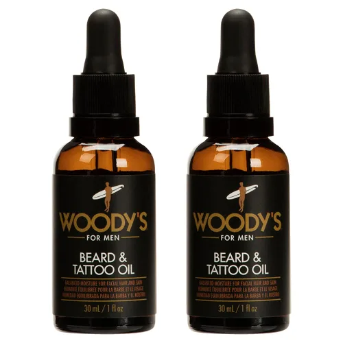 Vista 7 de Woody's Aceite de tatuaje y barba para hombres, aceite de barba para hombre, hidratante hidratante facial para cabello y piel, mejora el crecimiento