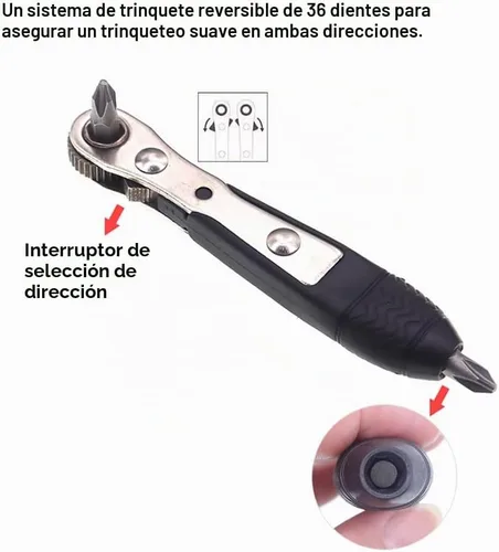 Vista 3 de Mini llave de trinquete, juego de destornilladores de ángulo
