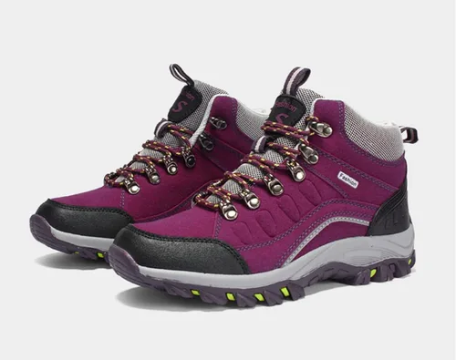 Vista 2 de Eribby Botas de senderismo para mujer, impermeables, antideslizantes, para escalada, senderismo, al aire libre