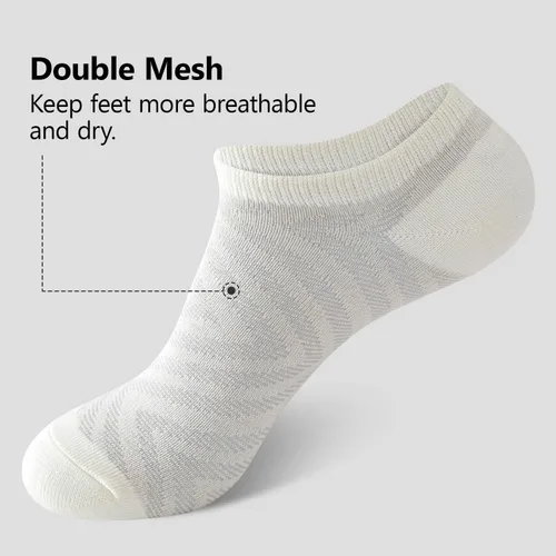 Vista 2 de Calcetines invisibles para hombres y mujeres, 8 pares de calcetines tobilleros de fibra de bambú, antideslizantes, transpirables, suaves, a la moda