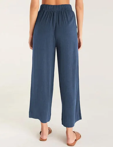 Vista 3 de TIQOJE Pantalones de vestir para mujer, de cintura alta, pierna ancha, holgados, de lino, estilo casual, estilo palazzo, para oficina