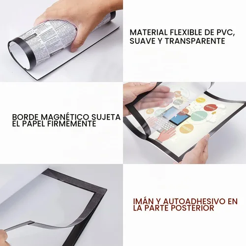 Vista 7 de 4 soportes magnéticos, para letras de 8.5 x 11 pulgadas, soporte magnético de PVC resistente, marco magnético de póster de fotos, puede Negro