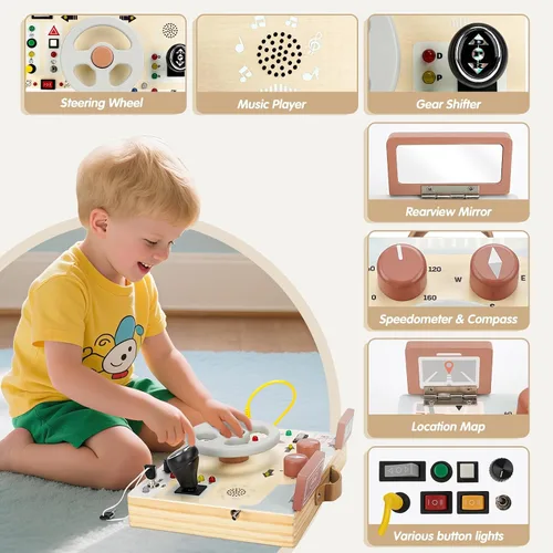 Vista 3 de Joyreal Montessori - Tabla de conducción ocupada con luces LED para niños