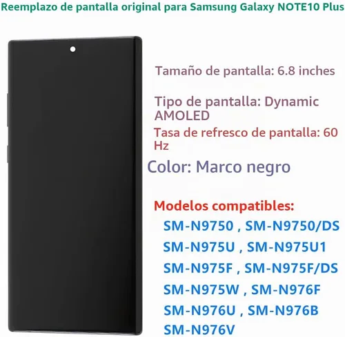 Vista 2 de Pantalla AMOLED original de 6.8 pulgadas para Samsung Galaxy NOTE10 Plus Reemplazo de pantalla OEM NOTE10Plus 5G SM-N975U SM-N975U1 pantalla táctil