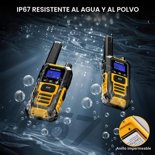 Vista 2 de Radioddity HD-1 Walkie Talkies IP67 impermeable resistente al agua, 4