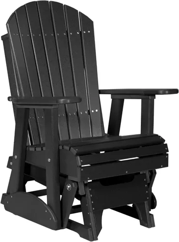 Vista 23 de LuxCraft Silla mecedora Adirondack de 2 pies, mecedora para patio al aire libre, balancín deslizante para exteriores (caoba antigua)