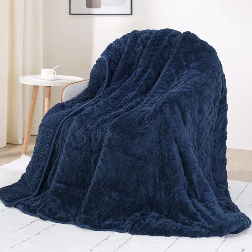 Vista 31 de Drewin Manta con peso de 15 libras para adultos, manta con peso de sherpa marrón suave y acogedora para dormir y relajarse, manta de cama gruesa