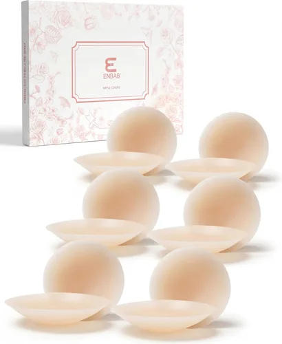 Vista 7 de ENBAB Nipple Covers for Women, Reusable Adhesive Silicone Bra Pasties for No Show Strapless Dress