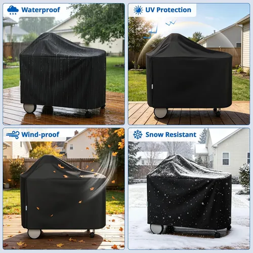 Vista 7 de Funda impermeable para parrilla Weber de 22 pulgadas para parrilla Weber Performer Premium Deluxe, RecTeq, Char-Griller, en comparación con Weber