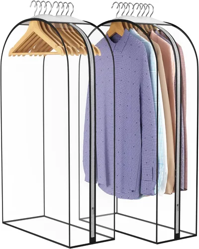 Vista 14 de Liuoud Bolsa Transparente para Colgar Ropa de 10" con Fuelle, Bolsas para Trajes de 32" para Almacenamiento de Closet Abierto, Cubierta de Ropa