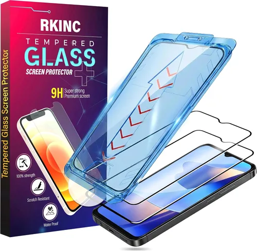 Vista 18 de RKINC Protector de pantalla [paquete de 4] para Samsung Galaxy A12 / Galaxy A02S / A12 Nacho, protector de pantalla de vidrio templado, 0.013 in