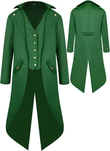 Vista 3 de Chaqueta renacentista steampunk para hombre disfraz de Halloween para hombre chaqueta retro pirata victoriana gótica medieval abrigo vintage