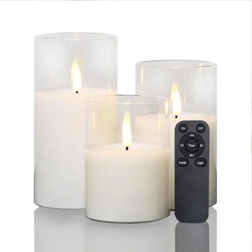 Vista 20 de CANDLE CHOICE Velas sin llama que cambian de color a pilas con temporizador remoto, cera real, parpadeante, eléctrica, multicolor, luces LED