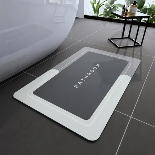 Vista 20 de Tapetes de baño antideslizantes de secado rápido, tapetes de baño de goma súper absorbentes para debajo de la puerta, tapetes de baño para baño, Azul