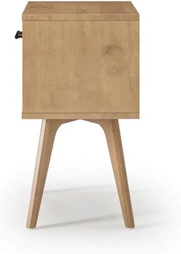 Vista 2 de Camaflexi Mid Century Modern One Drawer Nightstand/Solid Wood/Partial Assembly Required - Light Oak Finish