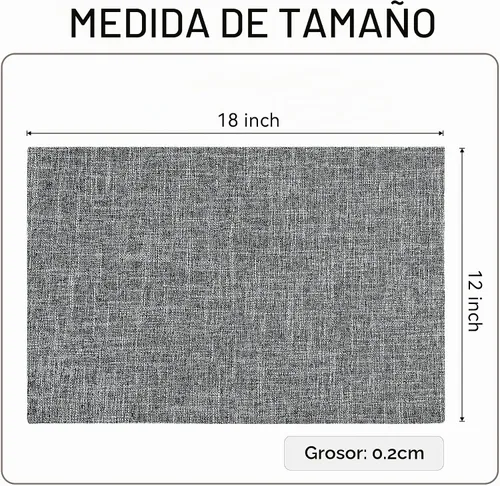 Vista 6 de Softalker Juego de manteles individuales de tela de lino sintético, 4-12 x Gris ceniza