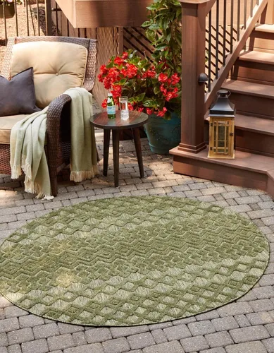 Vista 24 de Unique Loom Alfombra de área de la colección texturizada Trellis para exteriores, color osage, 2 x 3 pies, rectangular, color aguamarina