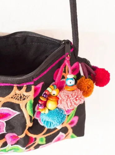 Vista 5 de changnoi Rosa Cocoon Tailandia Hmong Bolsa bordado Hill Tribe Handmade Crossbody Bolsa