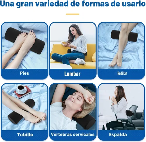 Vista 6 de CushZone Almohada de soporte lumbar para rodillo, cojín trasero de espuma Negro