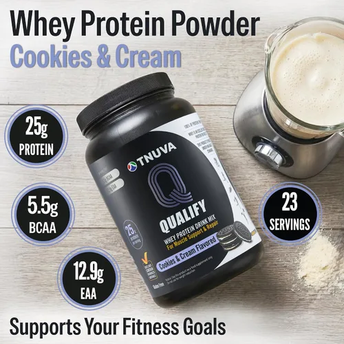 Vista 2 de Polvo de Proteína Cookies & Cream. 25g de Proteína para Recuperación Post Entrenamiento, Batido y Horneado. Sin Gluten y Sin Azúcar, Altamente