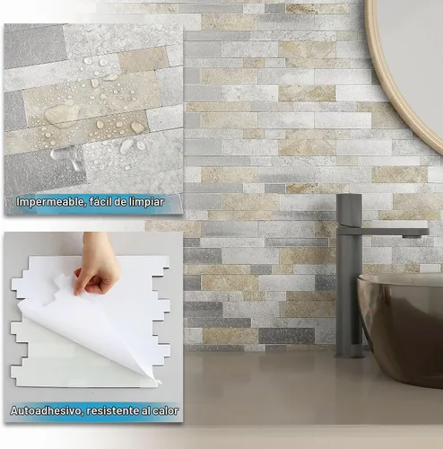 Vista 7 de BeNice - Azulejos autoadhesivos para salpicaderos que se despegan y pegan para cocina, adhesivos lineales de mosaico para baño, impermeables