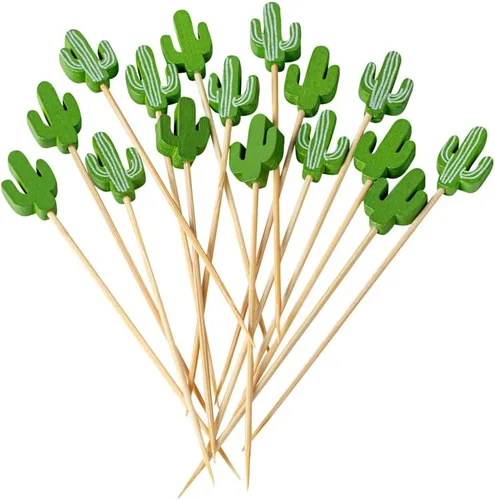 Vista 17 de Restaurantware Brochetas de bambú de 6 pulgadas, 1000 palillos de alimentos desechables, hamburguesas integradas, dibujos animados, sostenibles