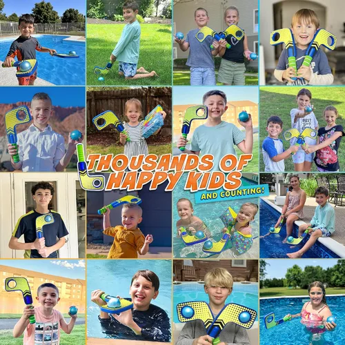 Vista 3 de Divertido juego de mini palos de hockey – Juega en la piscina y la playa o en casa – Para niños y adultos de todas las edades – Usa las paletas
