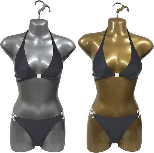 Vista 9 de 2 Mannequin femenino dorado cadera cuerpo largo torso vestido formas y gancho colgante, tallas S-M